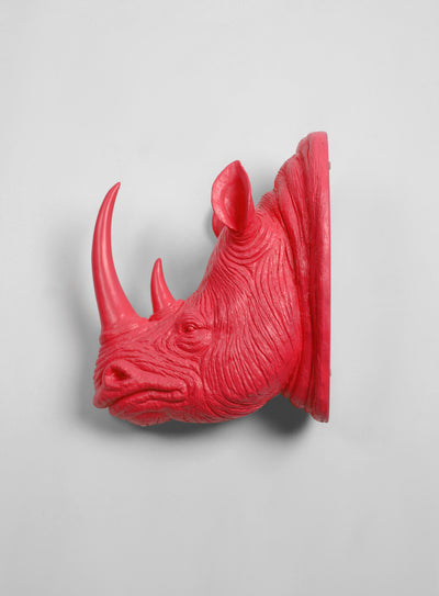 XL Coral Resin Rhino Head - The Goliath in Coral - White Faux Taxidermy - Faux Taxidermy - Resin Faux Taxidermy- Chic Rhino Sculpture