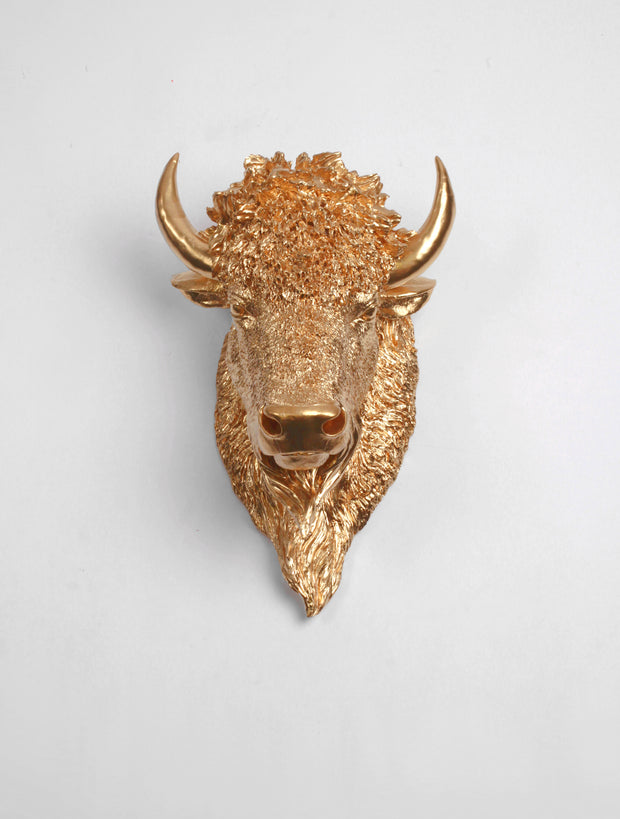 The Owen | Bison Head | Faux Taxidermy | Gold Resin