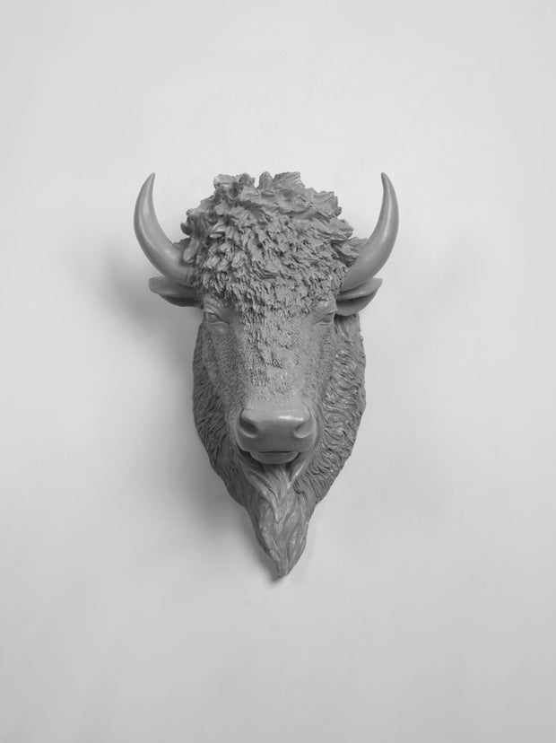 The Mellby in Gray | Bison Head | Faux Taxidermy | Gray Resin