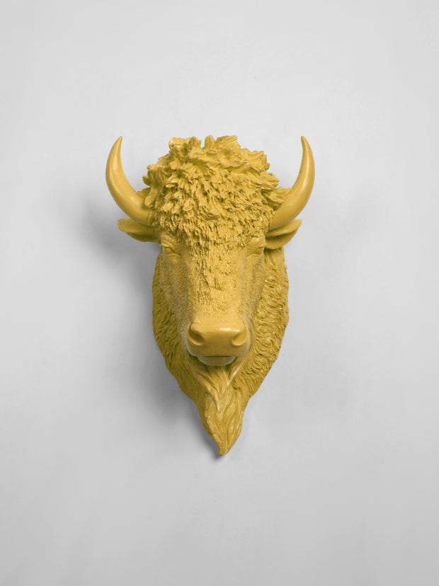 The Mellby in Mustard Yellow | Bison Head | Faux Taxidermy | Mustard Resin