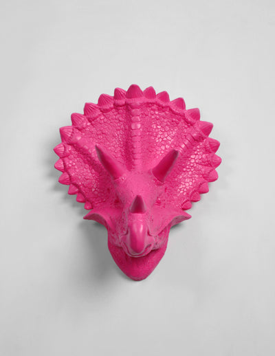 The Cera in Pink, Triceratops Dinosaur Head Wall Mount