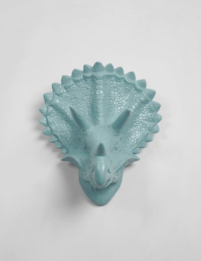 Power-Blue Triceratops Head Wall Hanging.