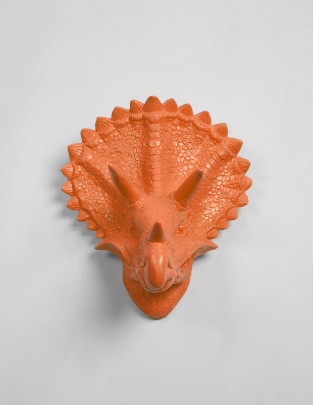 Orange Triceratops Dinosaur Head
