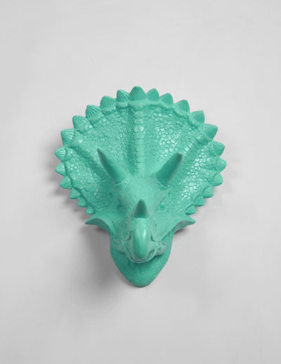 The Cera in Turquoise, Triceratops Dinosaur Head Wall Mount