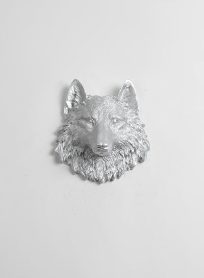 The Frisco | Mini Wolf Head | Faux Taxidermy | Silver Resin