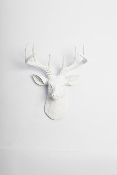 white ceramic-like resin mini mounted deer head sculpture wall decor