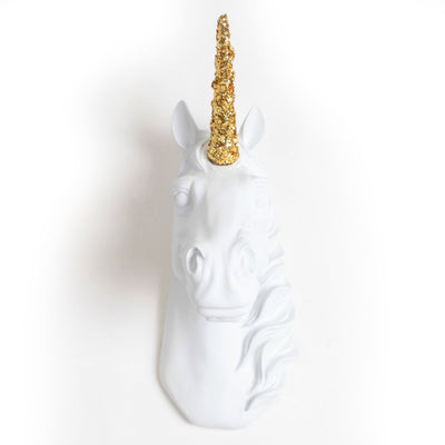 White Unicorn w/ Gold Glitter Staff - Front View