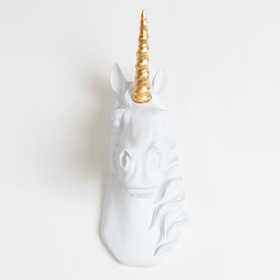 White Unicorn w/ Gold Staff - Front View