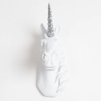 White Unicorn w/ Silver Glitter Staff - Front View