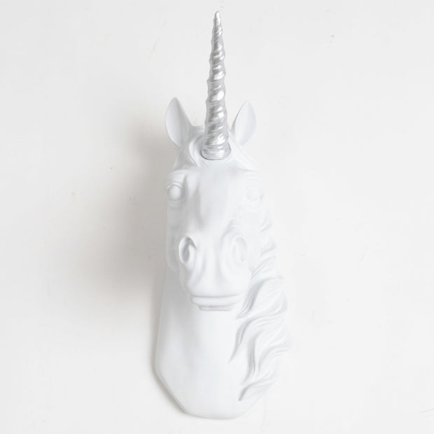 White Unicorn w/ Silver Staff - Front View
