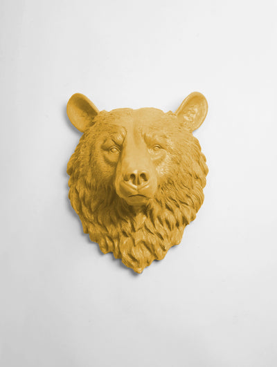 The Raleigh in Mustard | Bear Head | Faux Taxidermy | Mustard Yellow Resin