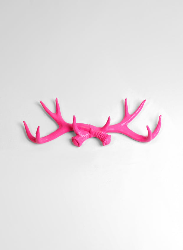 Pink resin Antlers for Sale. 17.25" wide. Chic Farmhouse Wall Decorations by White Faux Taxidermy.