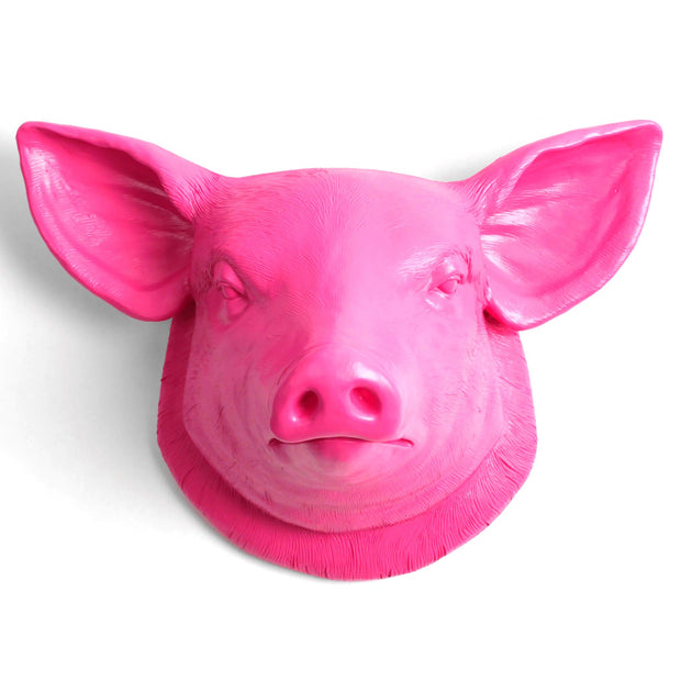 Ceramic-like resin Pink Pig Head farmhouse style wall art