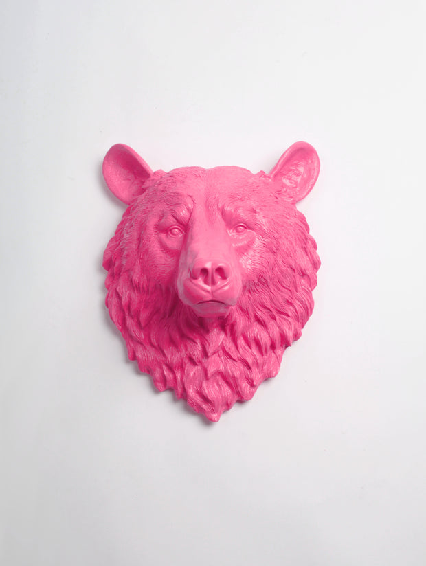 The Raleigh in Pink | Bear Head | Faux Taxidermy | Pink Resin