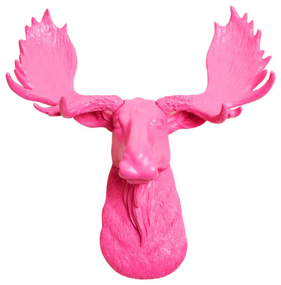 pink resin mini moose head faux taxidermy art by WhiteFauxTaxidermy