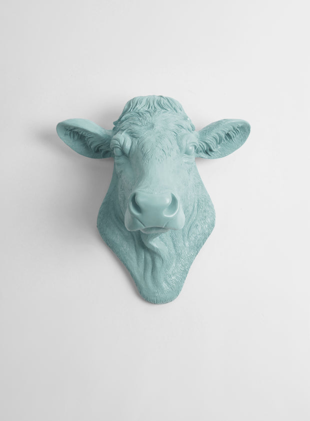 Back in Stock! The Bessie in Powder Blue, Cow Head Wall Decor