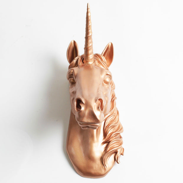 Back in Stock! The Bayer in Rose Gold | Large Chic Unicorn Decor, Faux Wall Mount