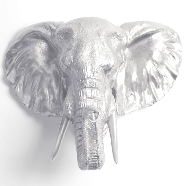 Silver Elephant Head Wall Decor