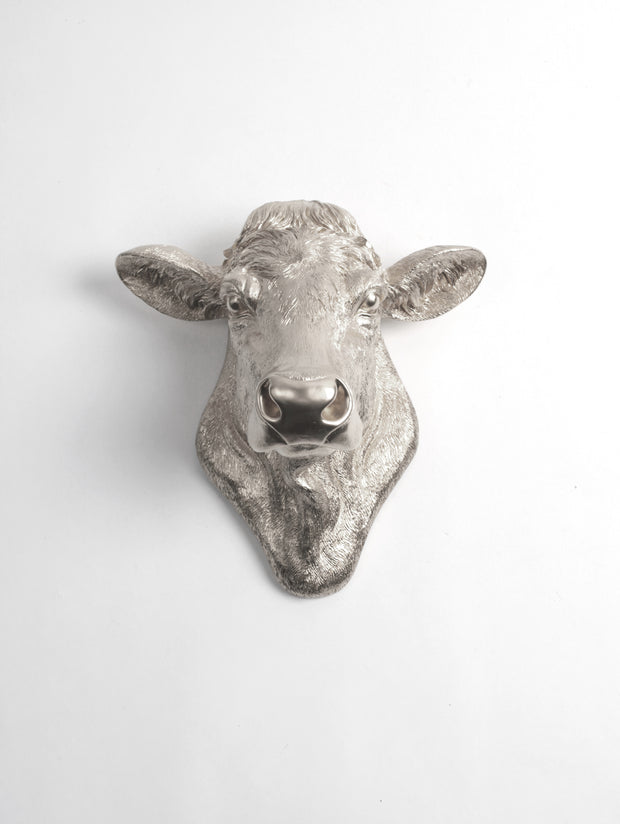 Back in Stock! The Bessie in Silver, Cow Head Wall Decor