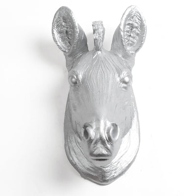 The Linus - Silver Mini Zebra Head | Modern African Safari Decor