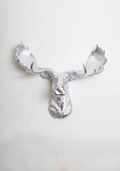 The Barnaby | Moose Head | Faux Taxidermy | Silver Resin