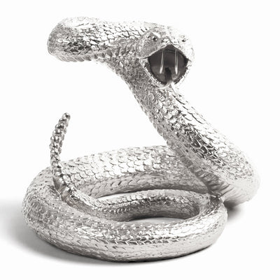 The Snake in Silver | Contemporary Western Rattlesnake Sculpture, Modern Farmhouse Home Decor
