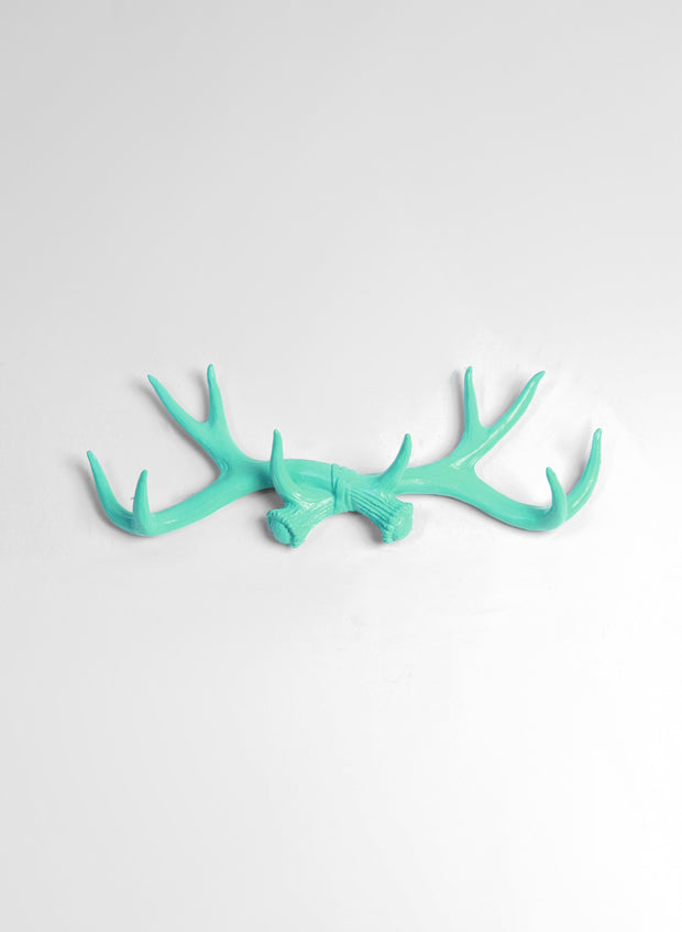 Faux Deer Antler Rack in Turquoise - Resin Faux Antler Hook & Jewelry Organizer- Antler Wall rack by White Faux Taxidermy