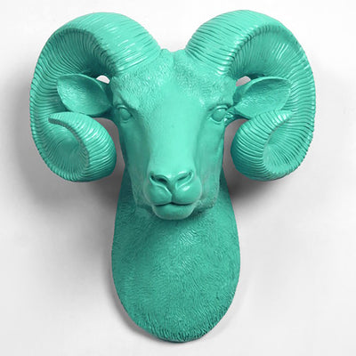 The Darby in Turquoise - XL Ram Head | Bighorn Sheep Modern Farmhouse Decor