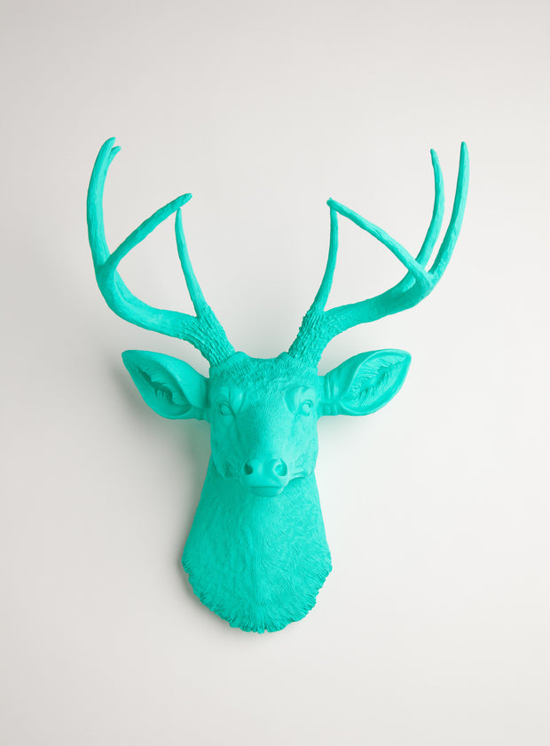 Turquoise wall decor deer, The Penelope. turquoise faux stag head wall mount 