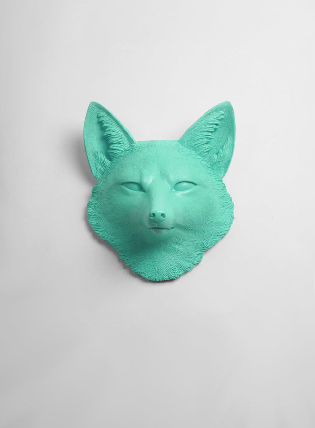 The Sylvester in Turquoise, Faux Taxidermy Fox Decor Head
