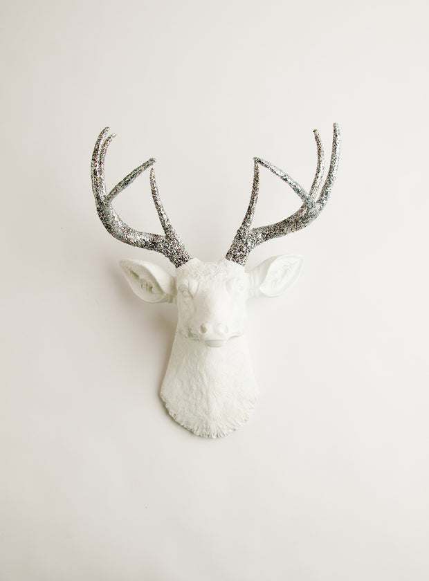 silver glitter deer head wall mount, The Weston