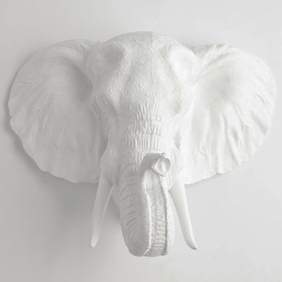Large Elephant Head Wall Mount in White, The Tolsby