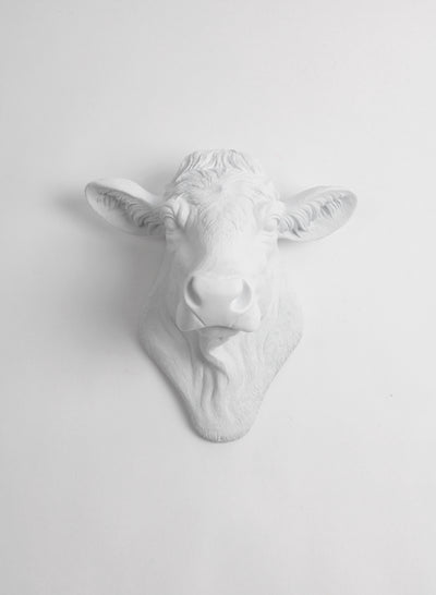 Back in Stock! The Bessie in White, Cow Head Wall Decor