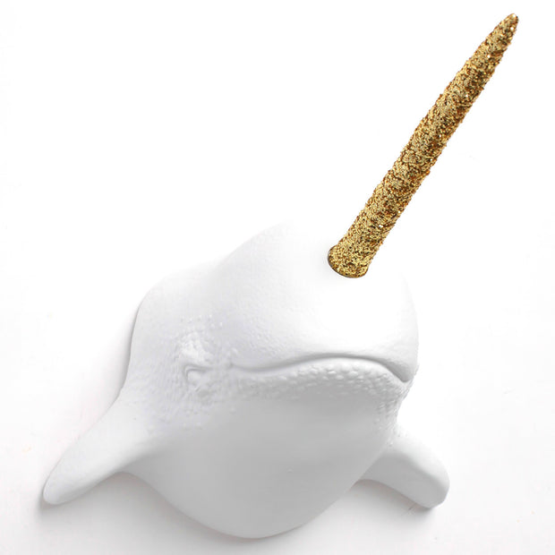 The Walley in White and Gold Glitter | Narwhal Coastal Home Decor