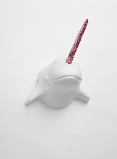 Pink Glitter narwhal wall mount