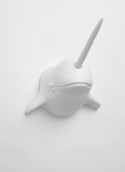white narwhal wall mount