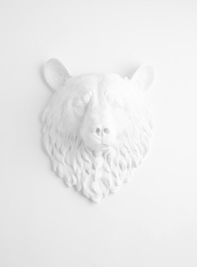The Raleigh | Bear Head | Faux Taxidermy | White Resin