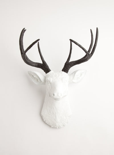 black & white deer head wall decor