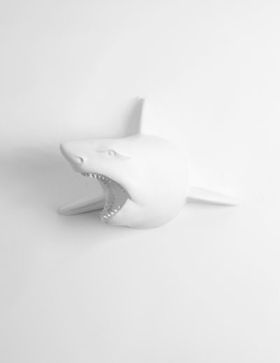 White Faux Shark Wall Mount by White Faux Taxidermy. Modern Nautical Wall Decoration