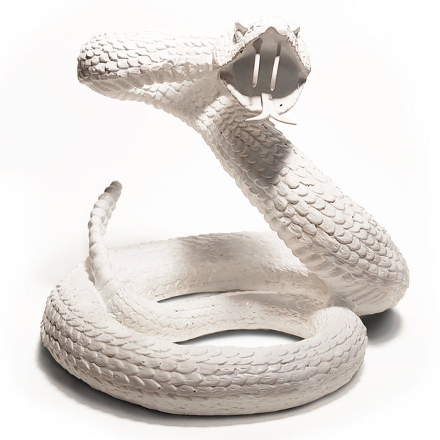 The Snake in White | Contemporary Western Rattlesnake Sculpture, Modern Farmhouse Home Decor