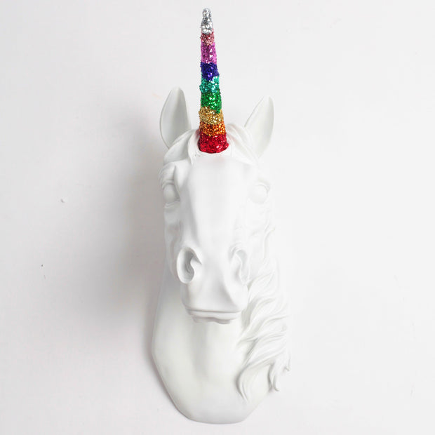 Rainbow Unicorn Wall Decoration by White Faux Taxidermy, The Bayer