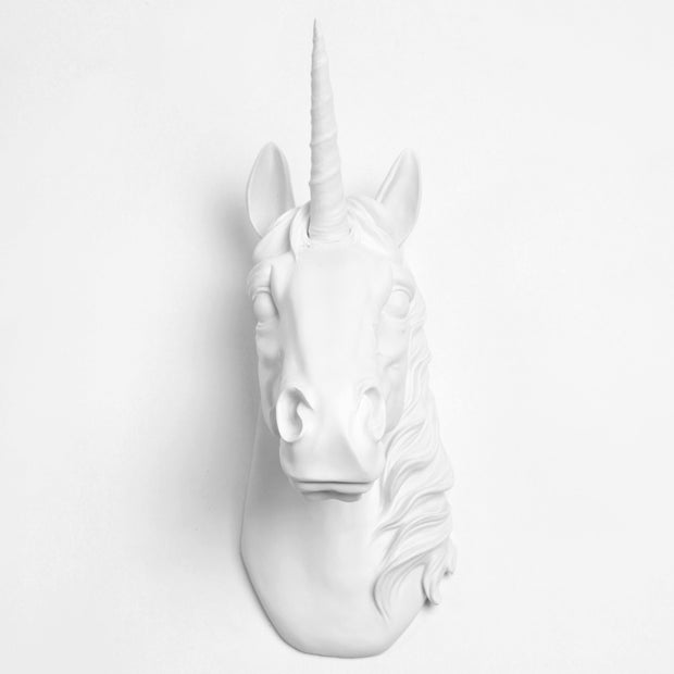 (PRE-SALE) The Bayer in White | Large Chic Unicorn Decor, Faux Wall Mount